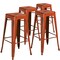 Emma and Oliver Commercial Grade 4 Pack 30" High Backless Distressed Metal Indoor-Outdoor Barstool
